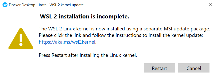 Hiányzó WSL 2 kernel